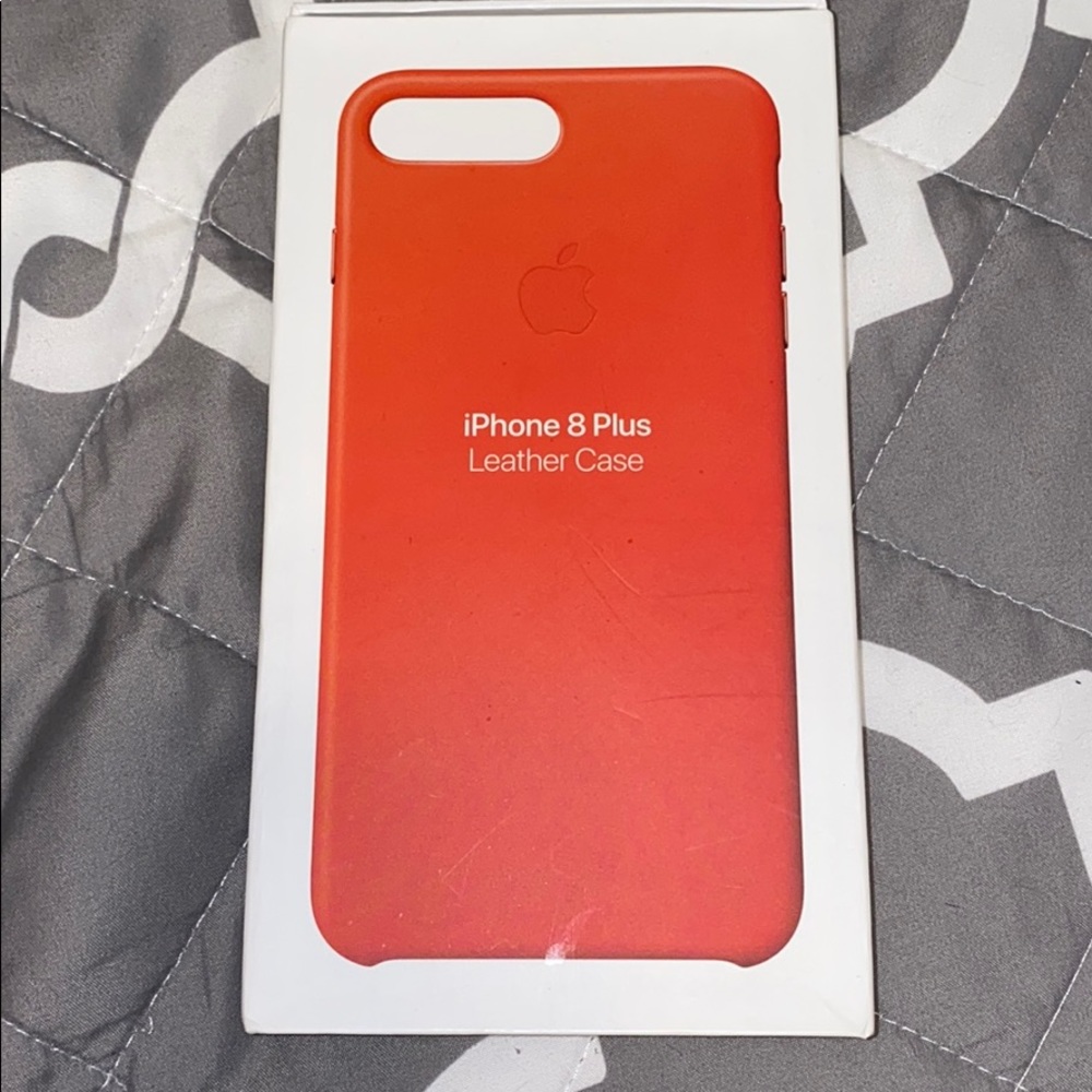 Apple iPhone 8+ Plus orange leather case AUTHENTIC